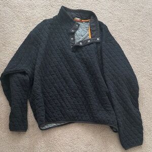 Orvis Gray Quilted Pullover with Orange Trim